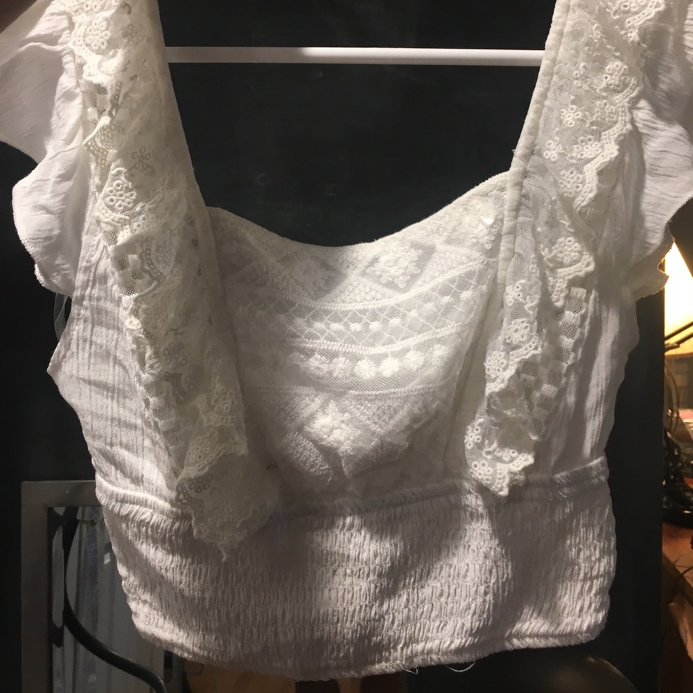 White Lace Kendall&Kylie Crop Top